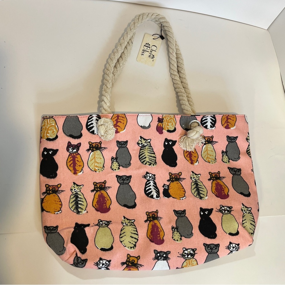 NWT Cat Tote Bag Shoulder Purse Cherie Bliss Beach